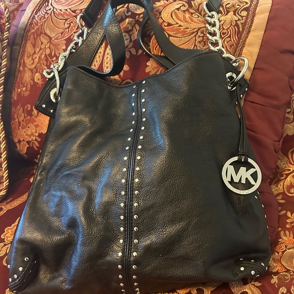 Michael Kors Black and Silver Studded Shoulder Bag - Picture 2 of 2